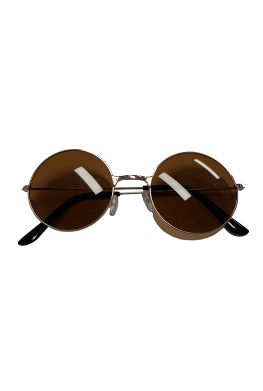 Brown Round Glasses with Rose Gold Frame