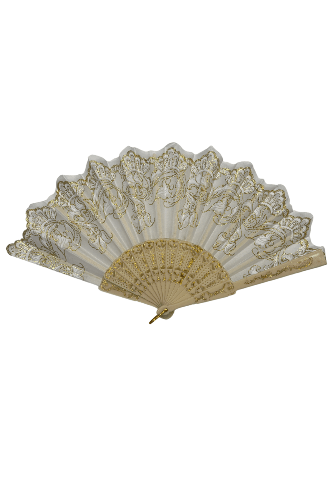 White & Gold Glitter Fan