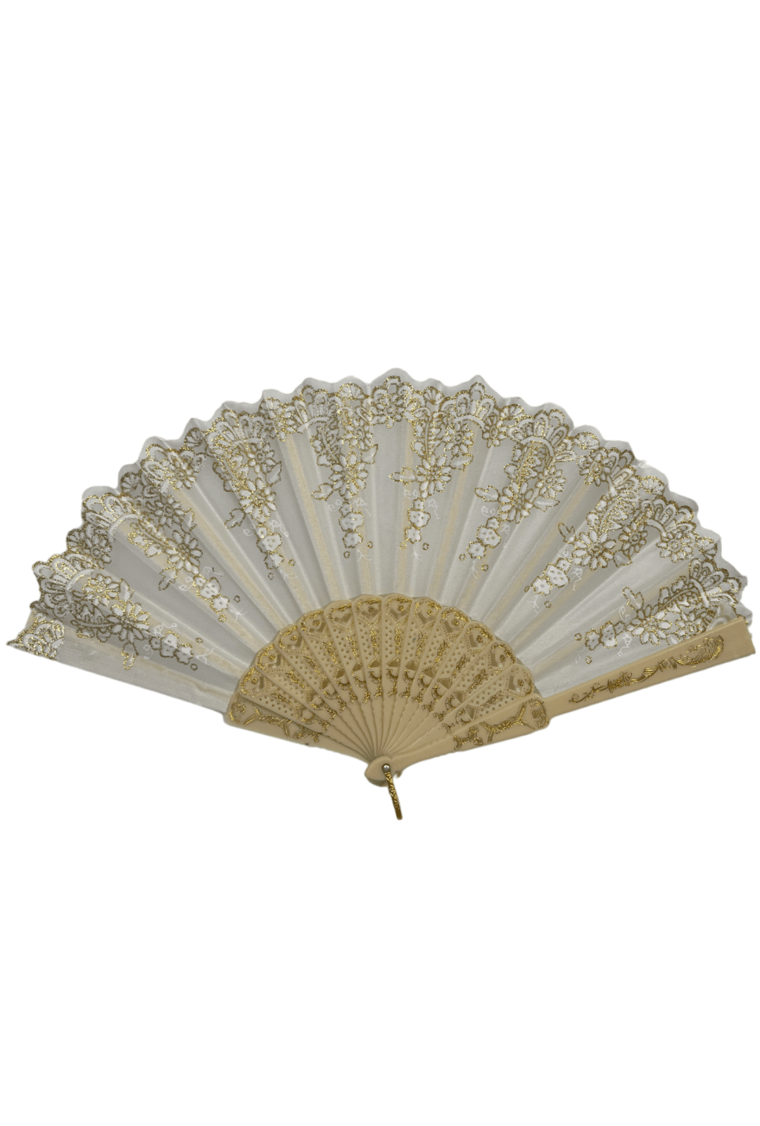 White & Gold Glitter Fan