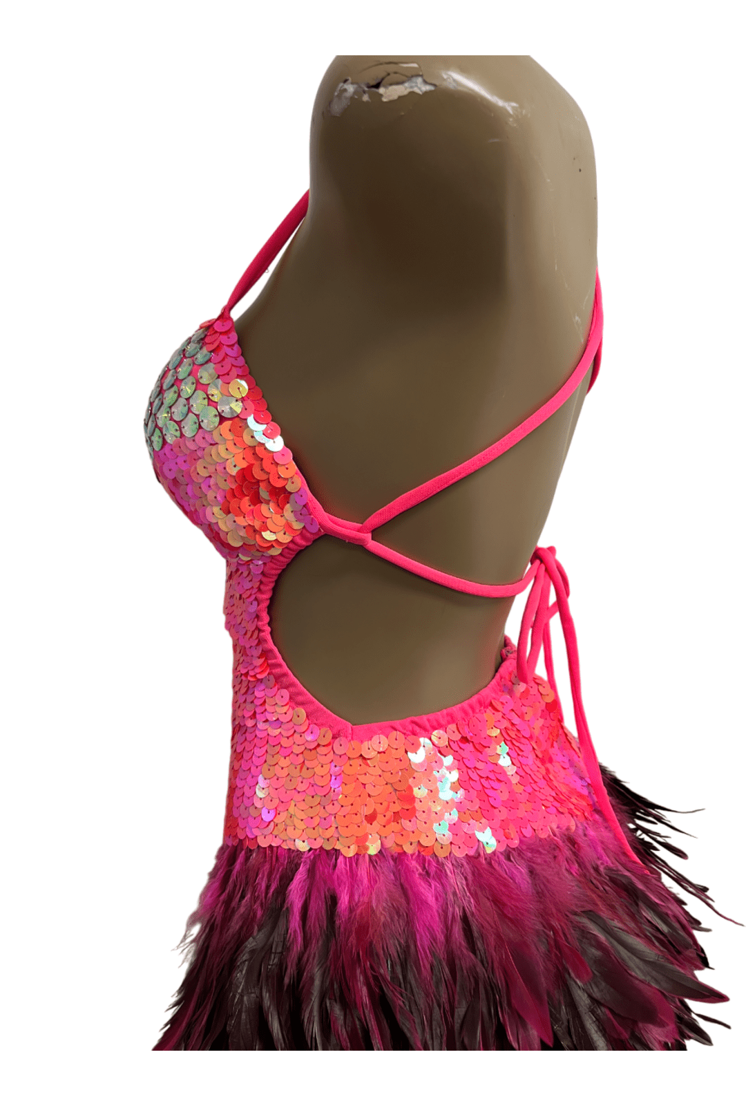 Hot Pink Feather & Sequin Dress