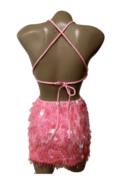 Iridescent Pink Sequin Disc Festival Dress
