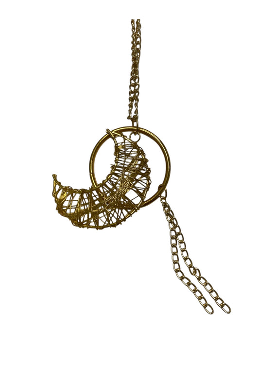 Gold Wire Moon Necklace