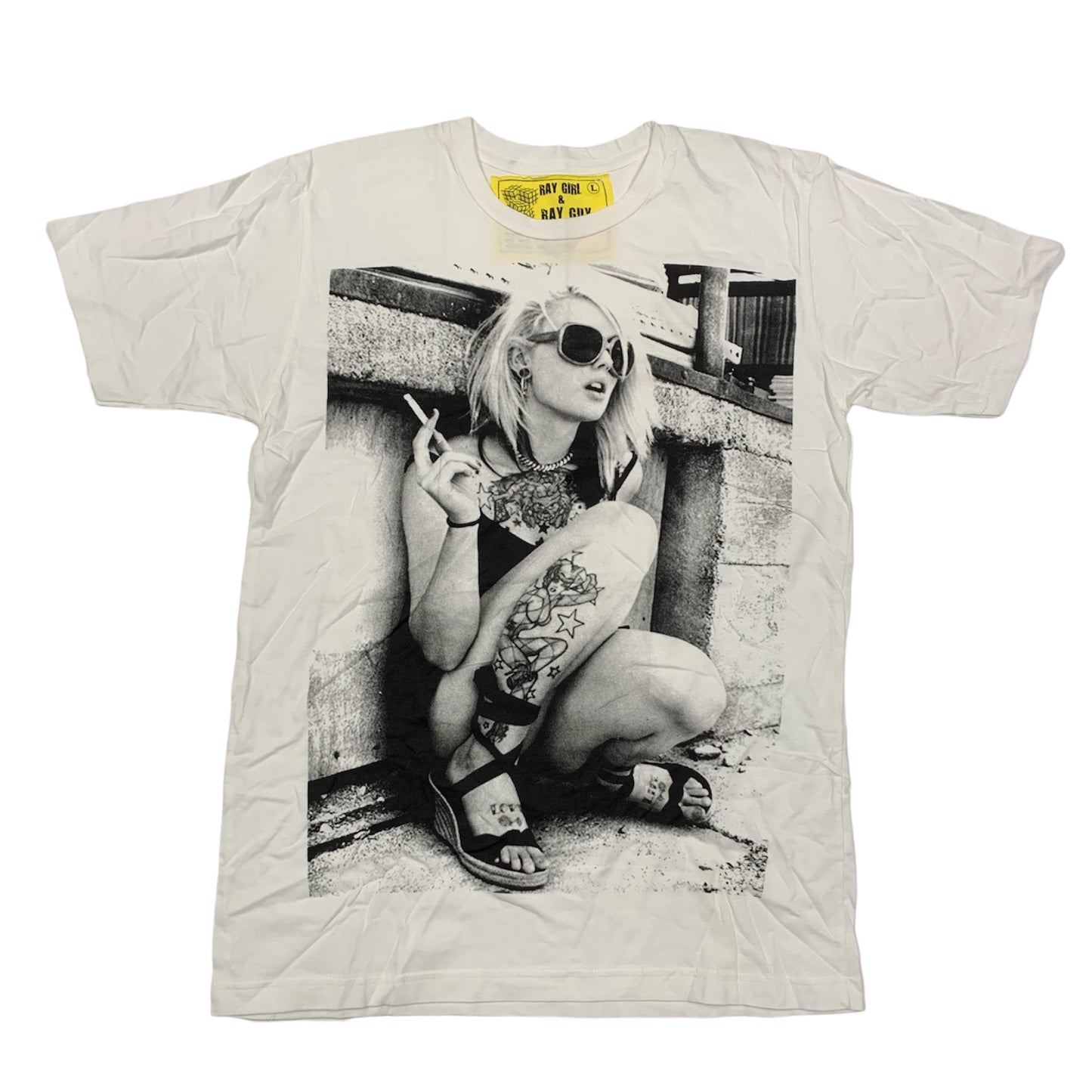 Smoking Tattoo Girl White T-shirt