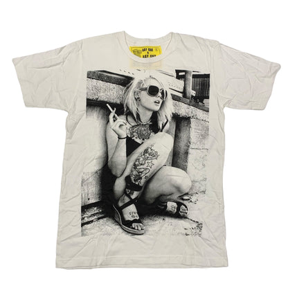 Smoking Tattoo Girl White T-shirt