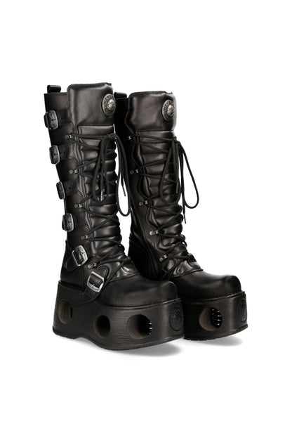 PRE-ORDER M-272-S2 Black Platform Boots with Spring Detail