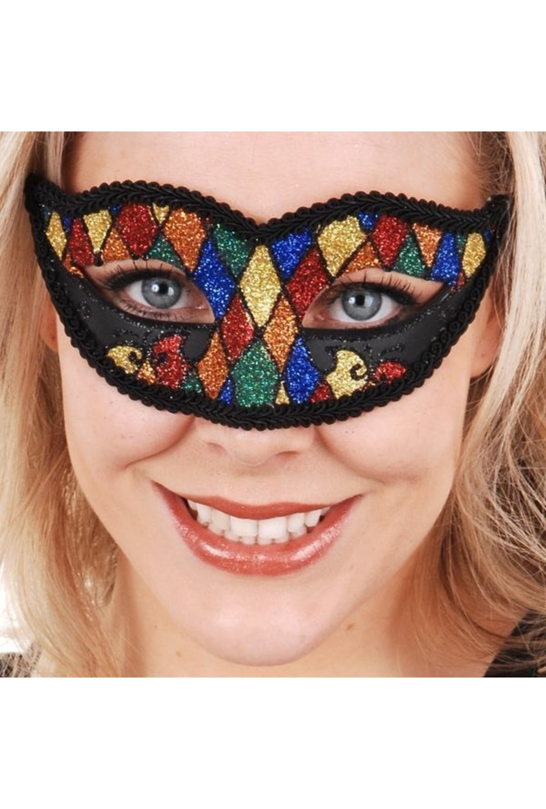 Harlequin Glitter Masquerade Mask