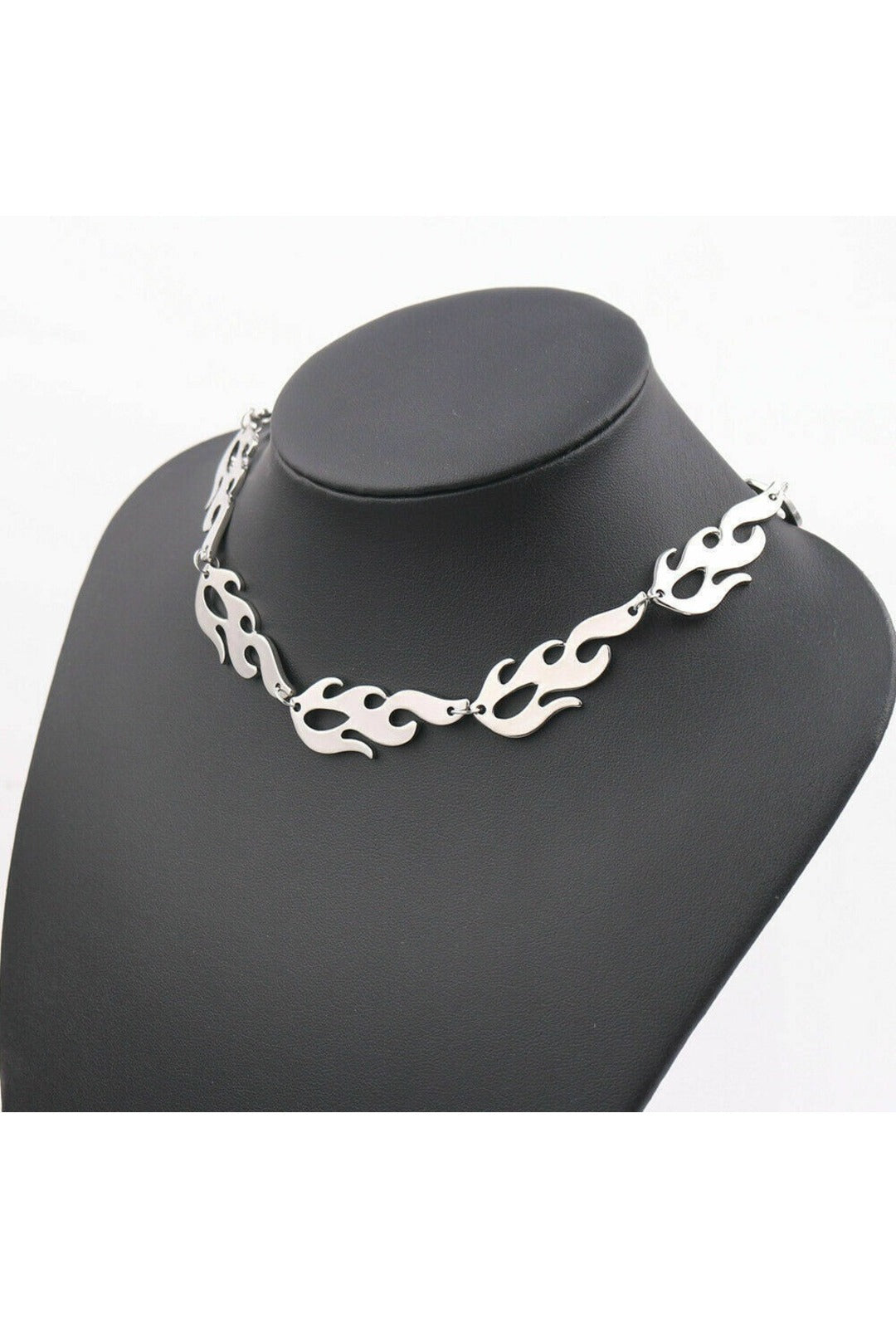 Silver Flame Chain Necklace