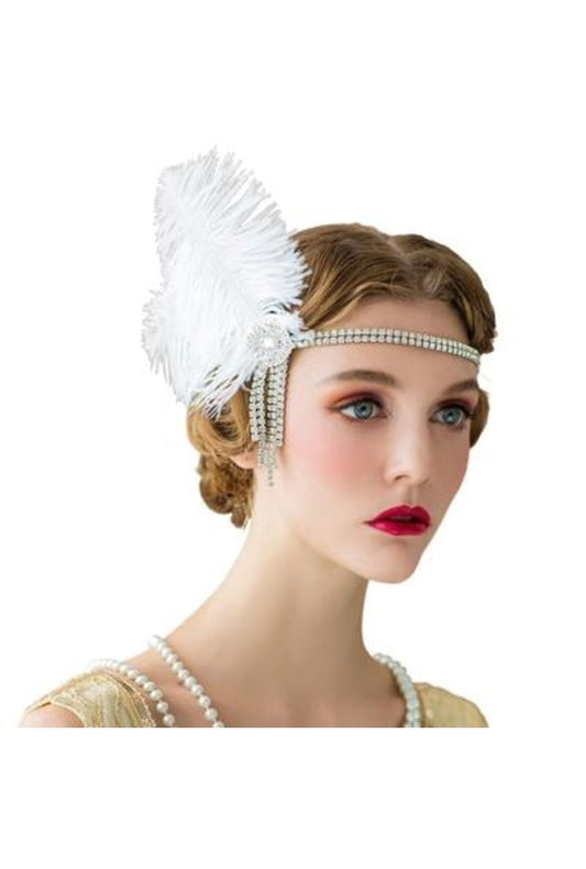 White Feather Tassel Headband