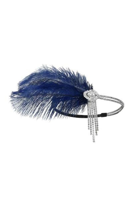 Navy Blue Feather Tassel Headband