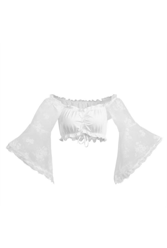 White Lace Bell Sleeve Top