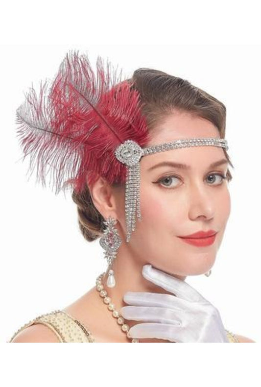 Red Feather Tassel Headband