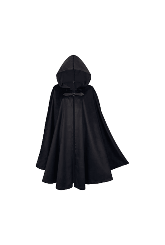Black Hooded Medieval Cloak