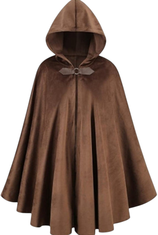 Brown Hooded Medieval Cloak