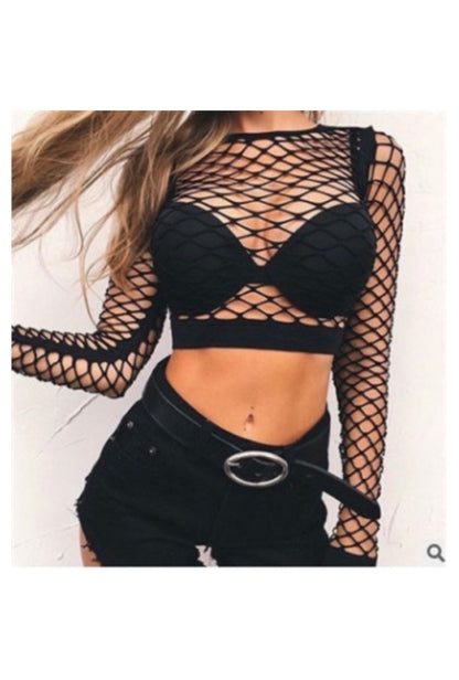 Black Diamond Net Crop Top