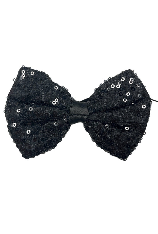Black Mini Sequin Bow Tie