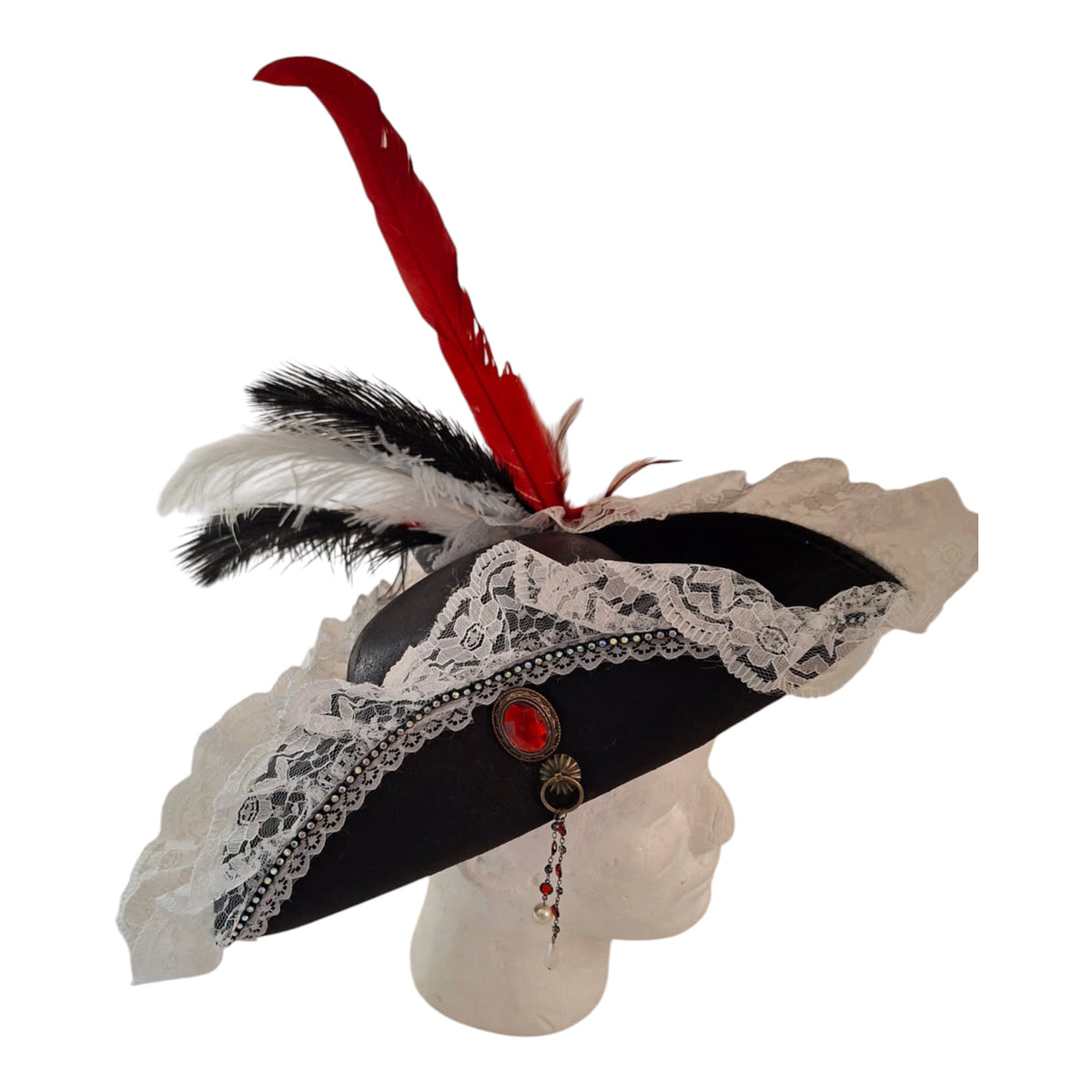 Deluxe Embellished Red Pirate Hat (H)