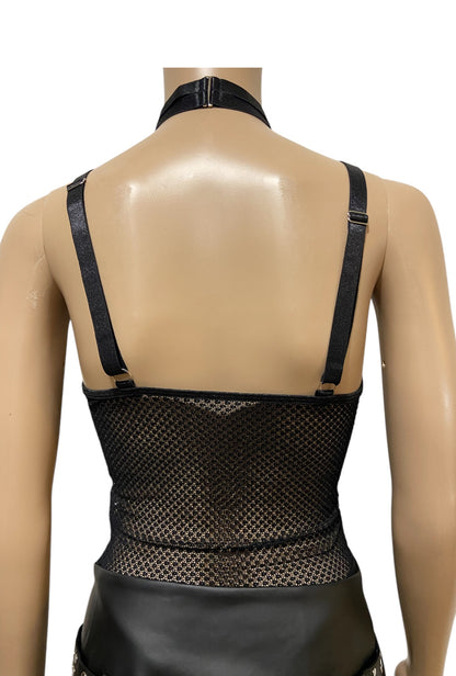 Mesh Strap Overlay Style Bodysuit