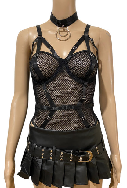 Mesh Strap Overlay Style Bodysuit