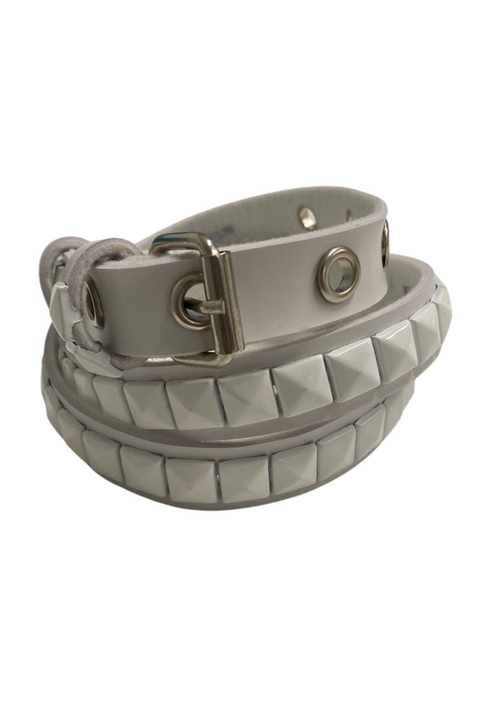 Thin White Studded Belt