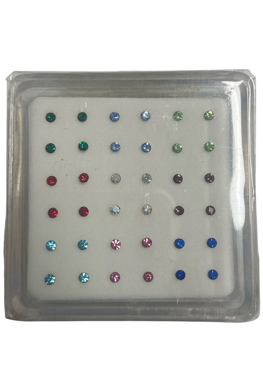 Coloured Crystal Nose Stud Pack