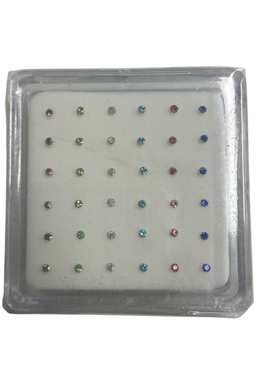 Coloured Mini Crystal Nose Stud Pack