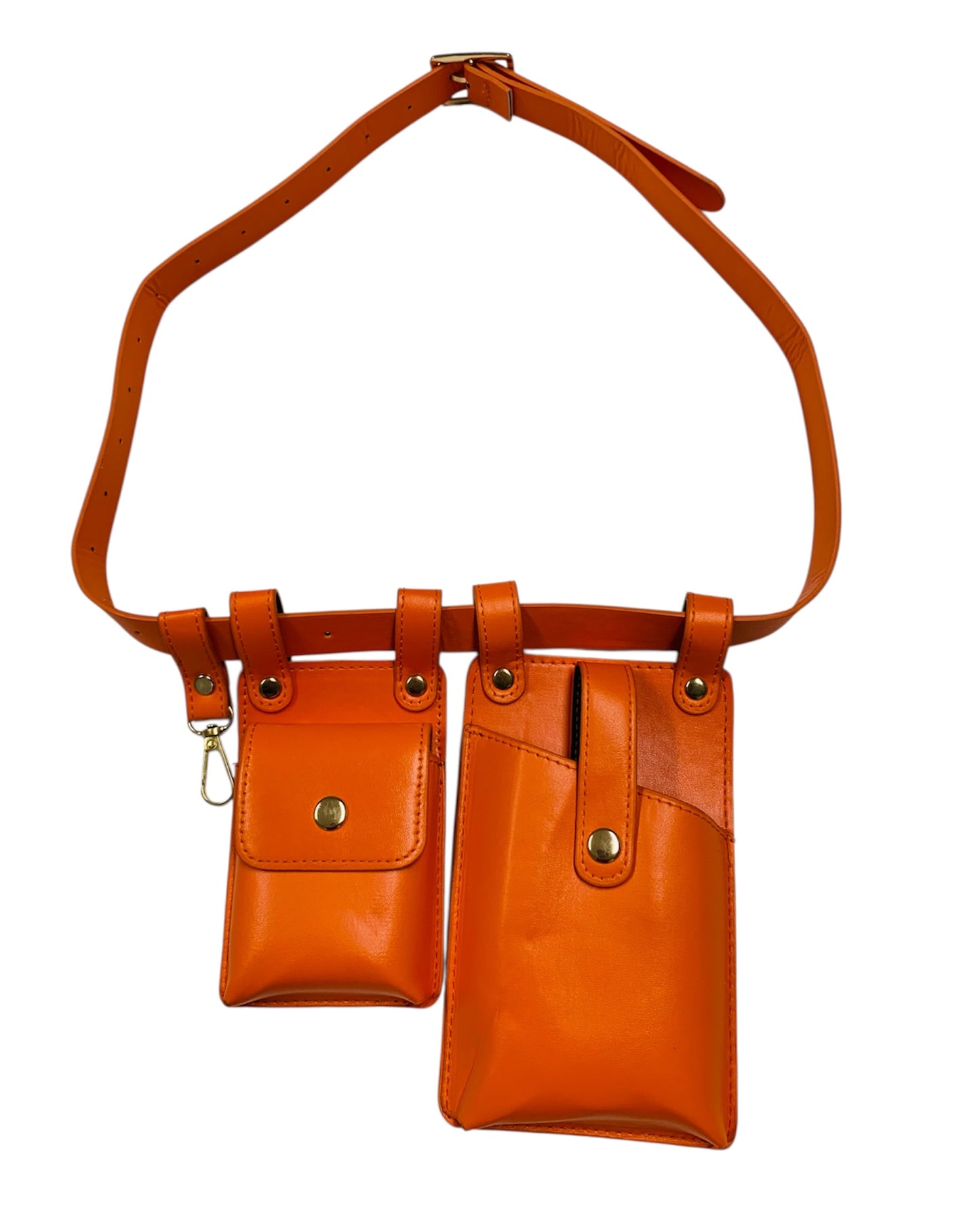 Small Bright Orange Twin Pouch Belt
