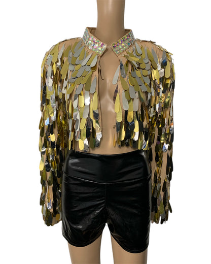 Metallic Gold Cropped Festival Jacket
