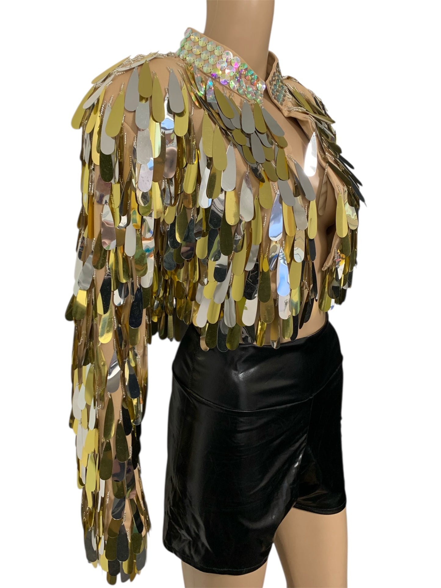 Metallic Gold Cropped Festival Jacket