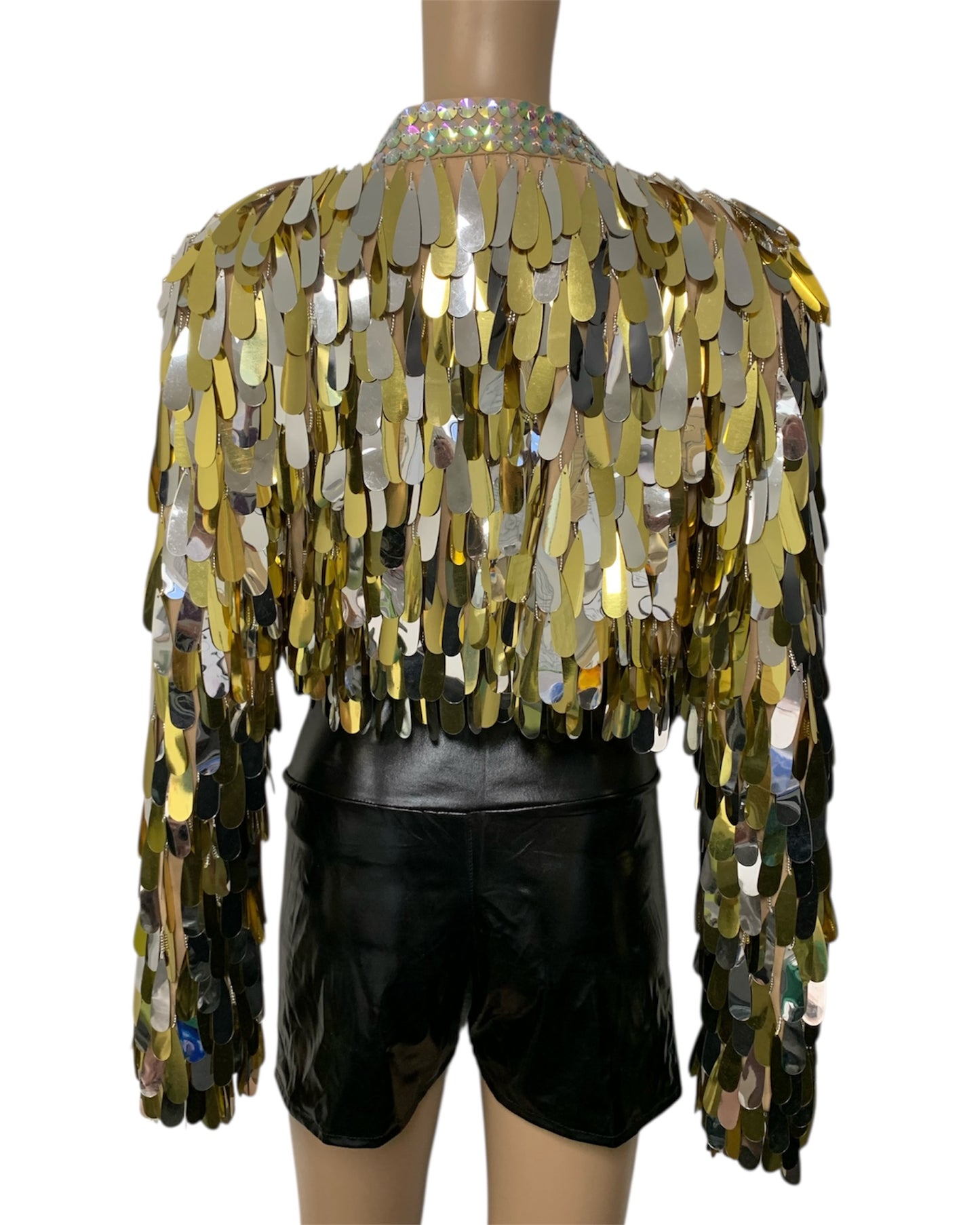 Metallic Gold Cropped Festival Jacket
