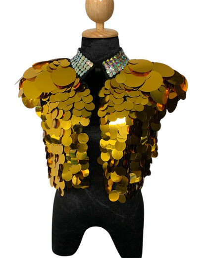 Metallic Gold Disc Festival Vest