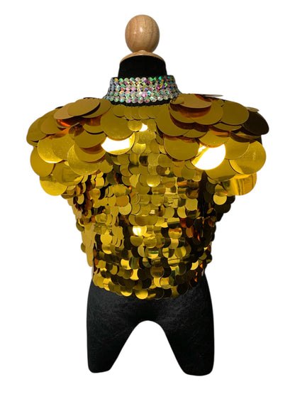 Metallic Gold Disc Festival Vest