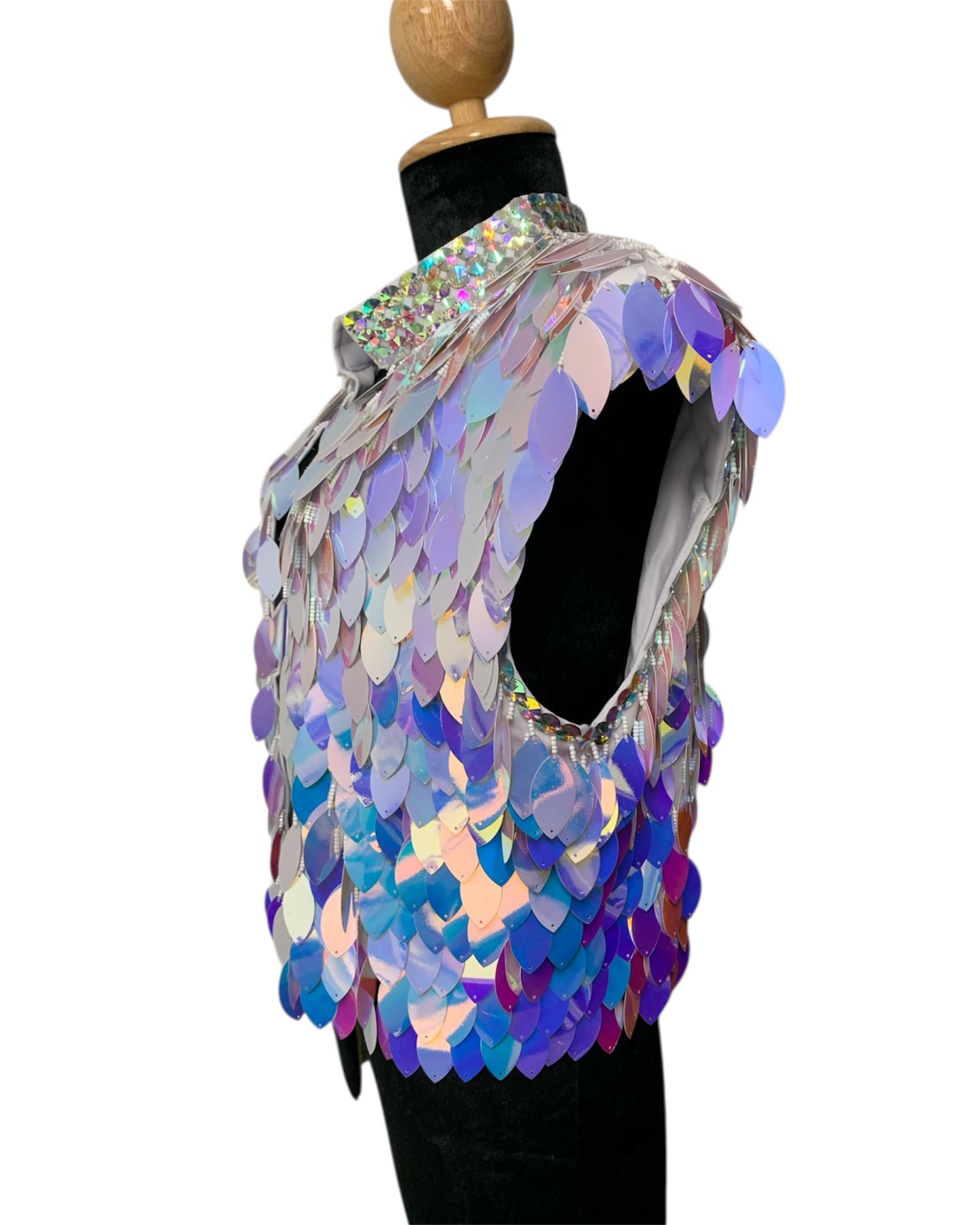 Iridescent White Festival Vest