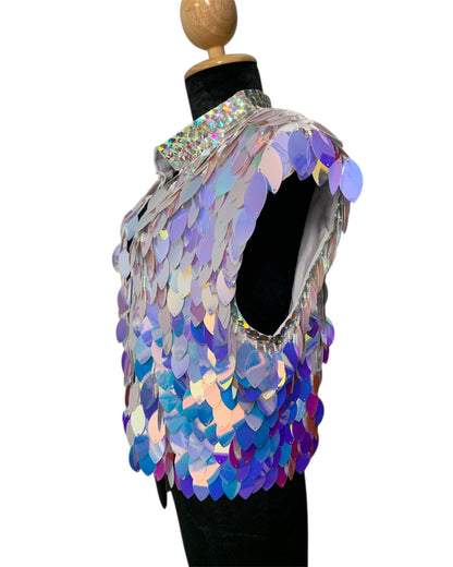 Iridescent White Festival Vest