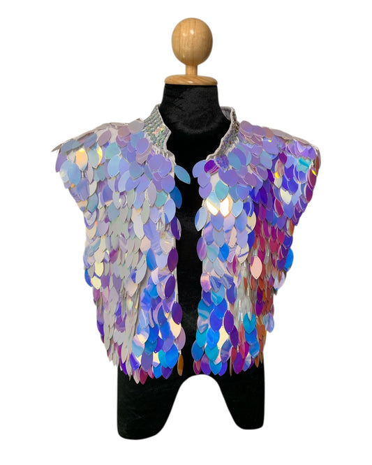Iridescent White Festival Vest