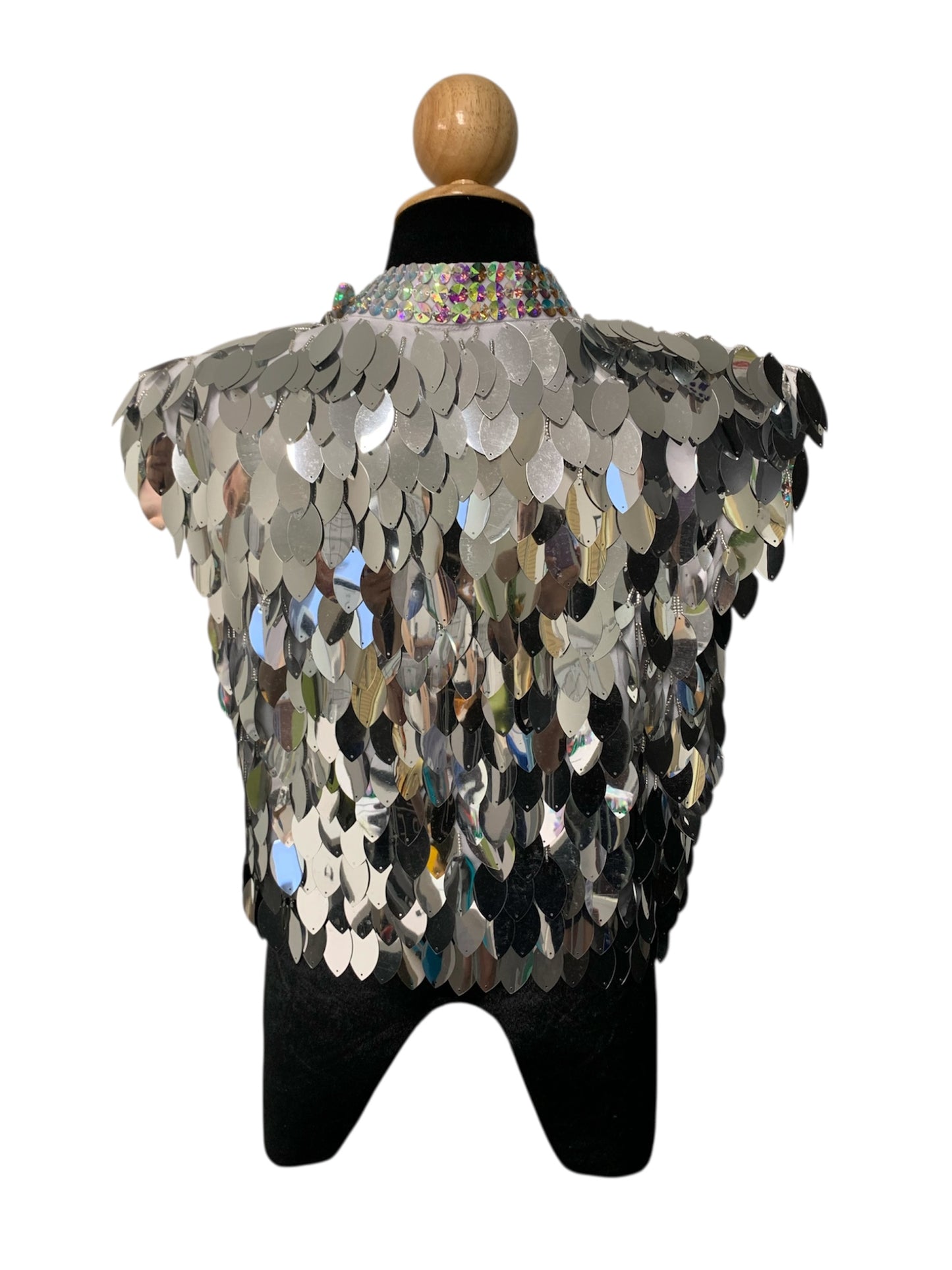 White and Metallic Silver Festival Vest