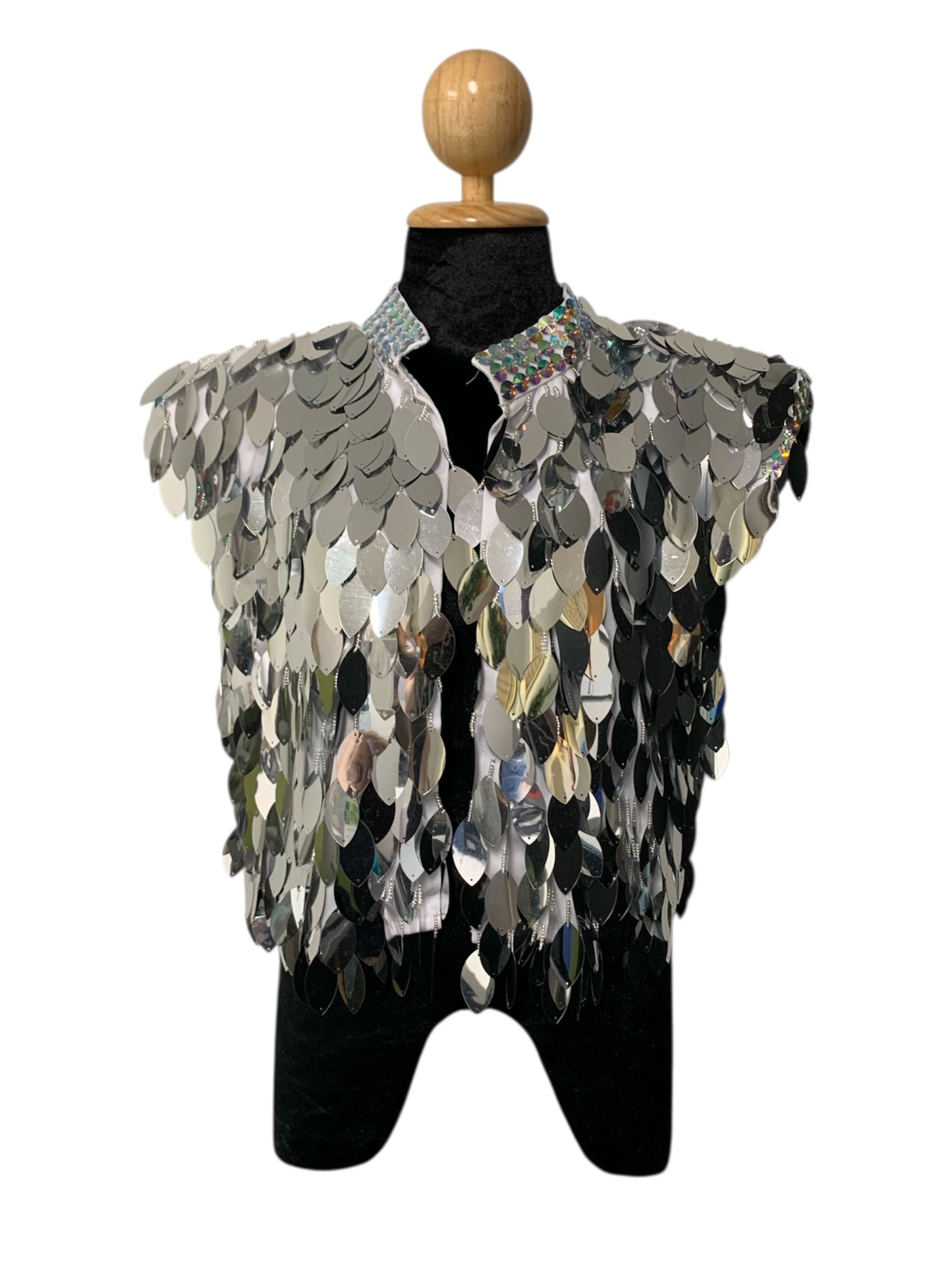 White and Metallic Silver Festival Vest