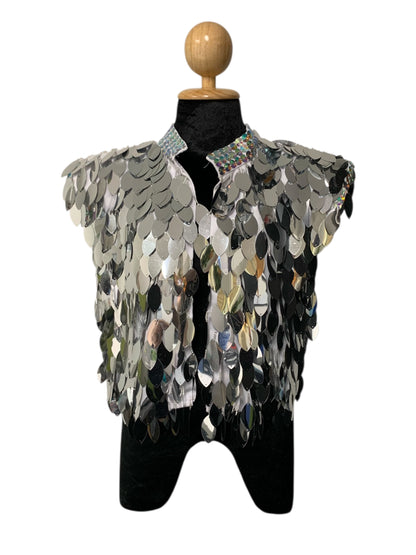 White and Metallic Silver Festival Vest