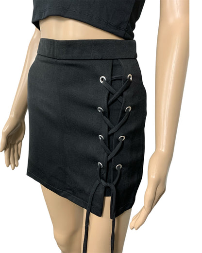 Black Lace-Up Skort