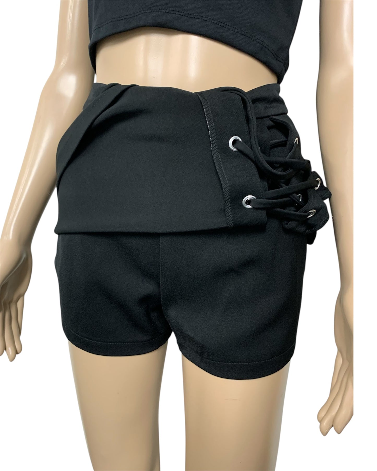 Black Lace-Up Skort