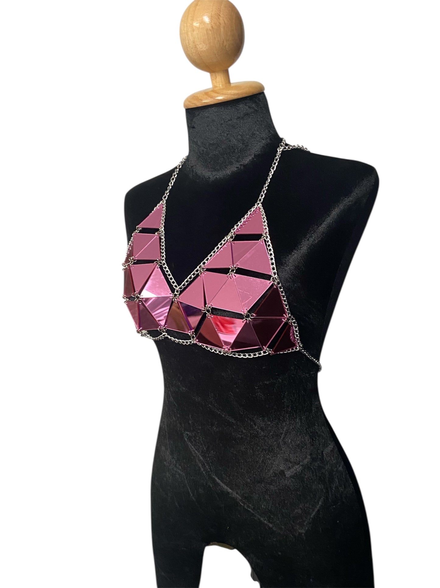 Pink Geometric Festival Bikini Top