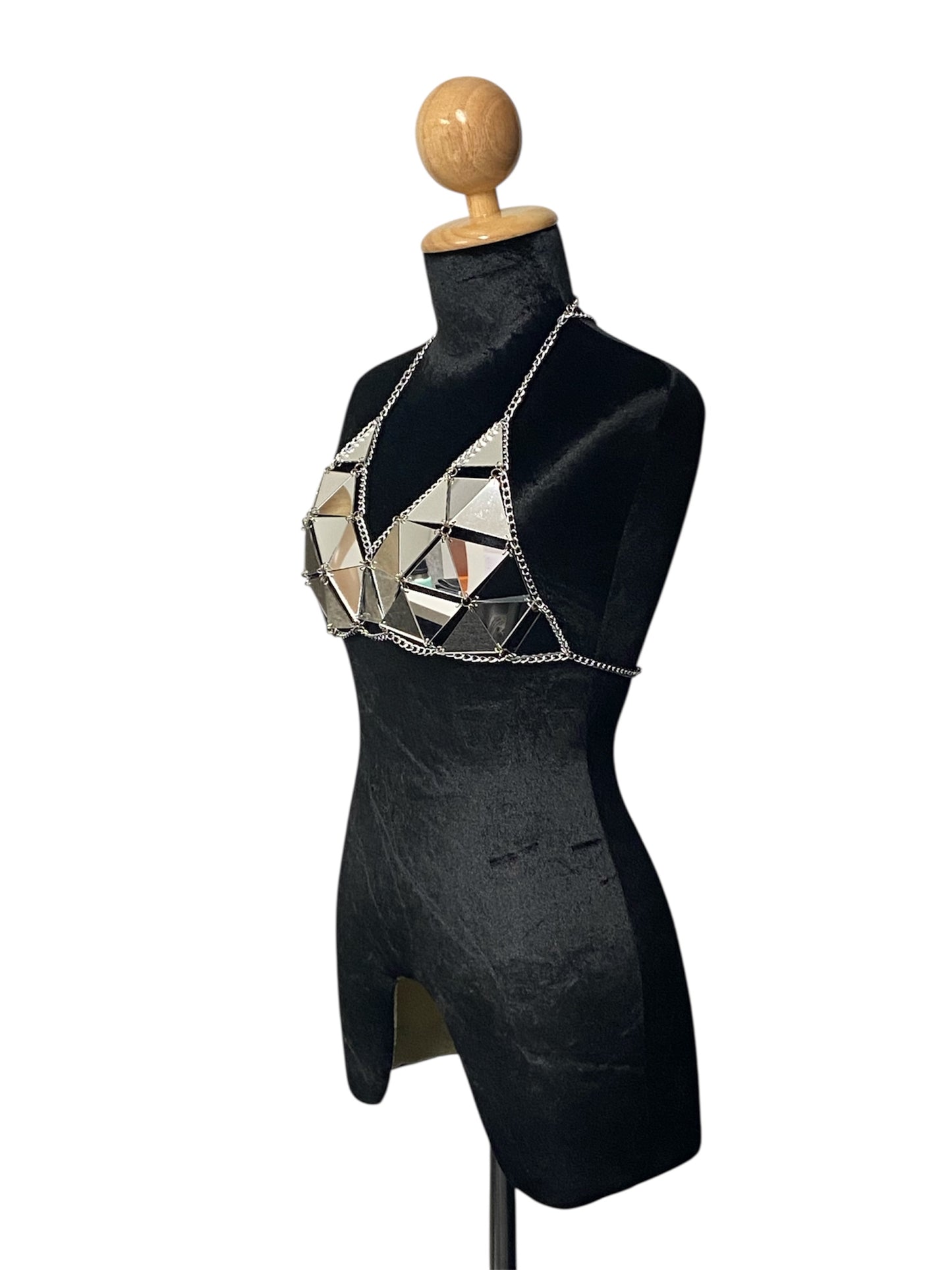 Silver Geometric Festival Bikini Top