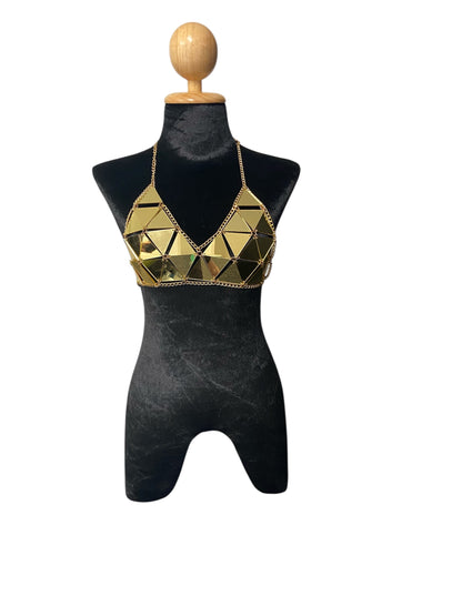 Gold Geometric Festival Bikini Top