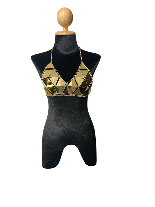 Gold Geometric Festival Bikini Top