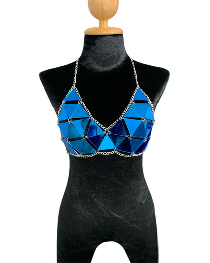 Blue Geometric Festival Bikini Top