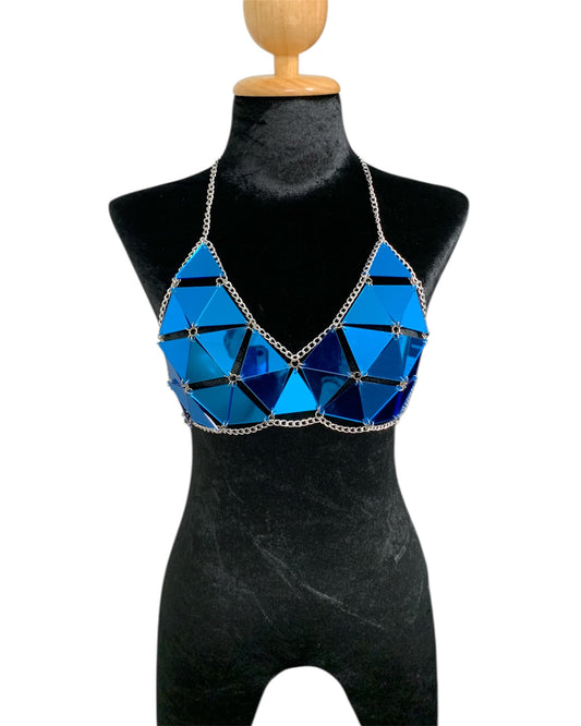 Blue Geometric Festival Bikini Top