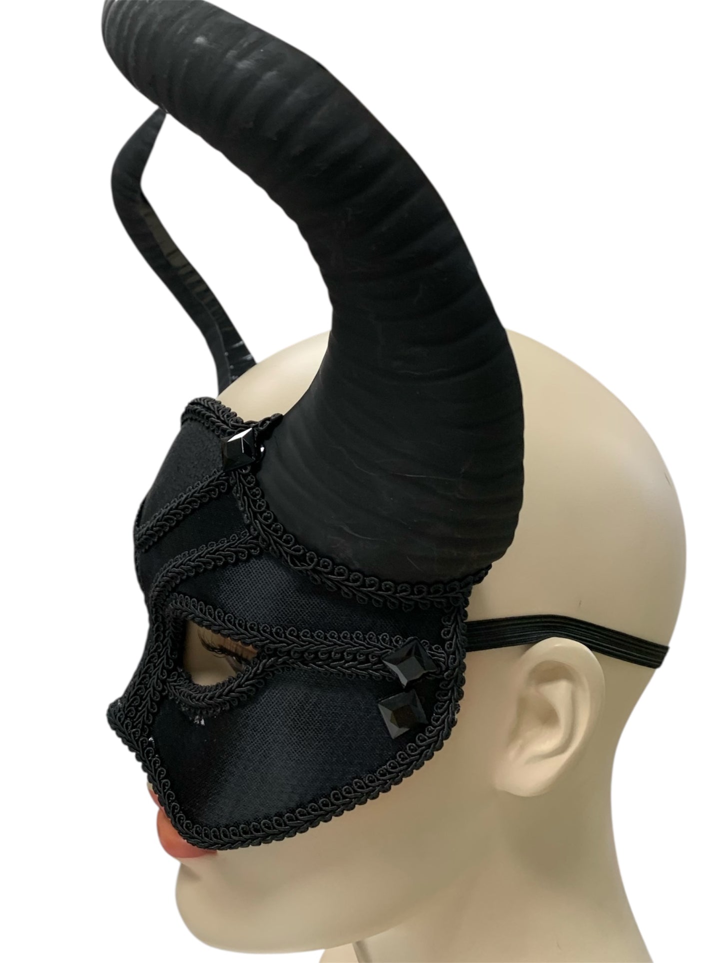 Black Necromancer Horns Mask
