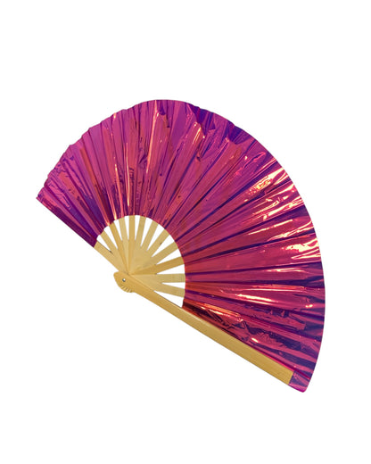 Large Iridescent Pink Hand Fan
