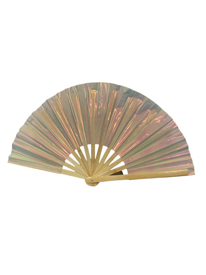 Large Iridescent White Hand Fan