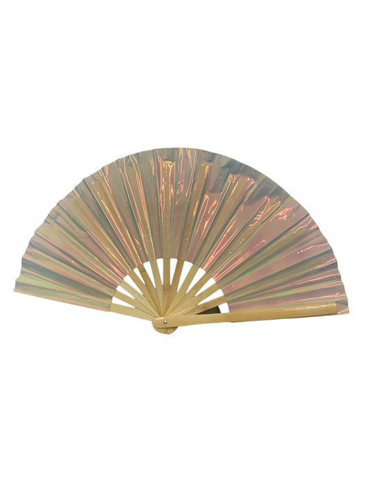 Large Iridescent White Hand Fan