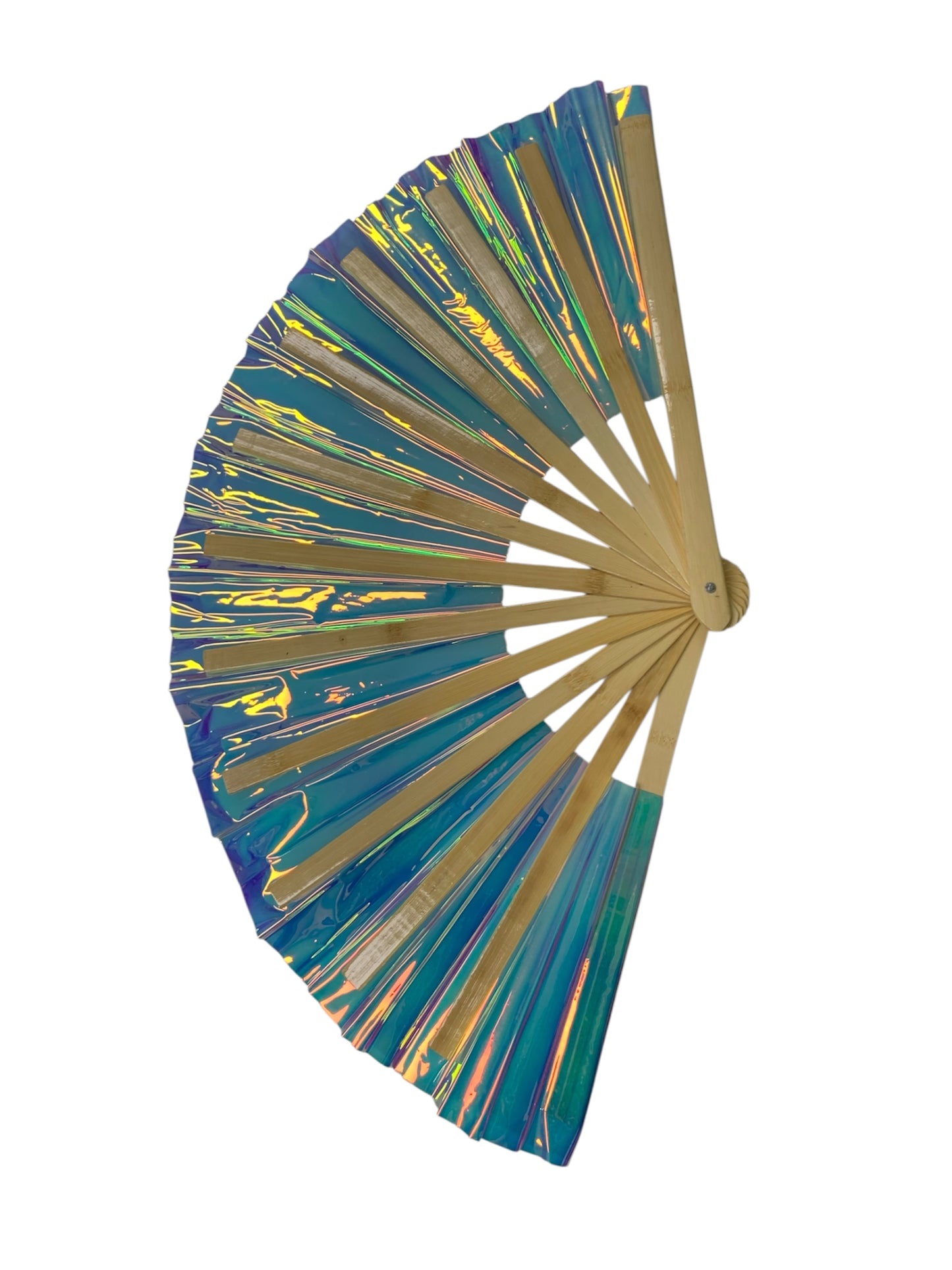 Large Iridescent White Hand Fan